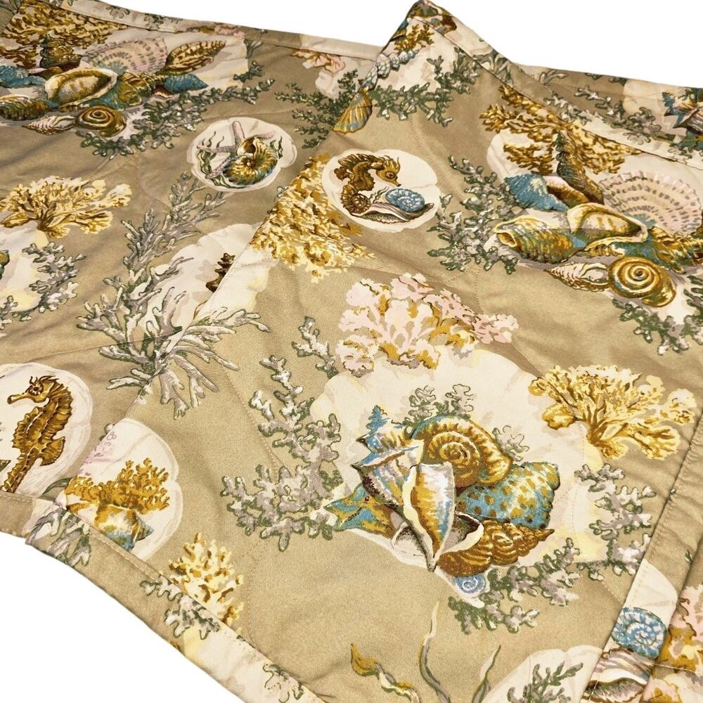 Custom Shells & Coral Queen/King Tropical Bed Scarf Coastal Beach 25" X 91"